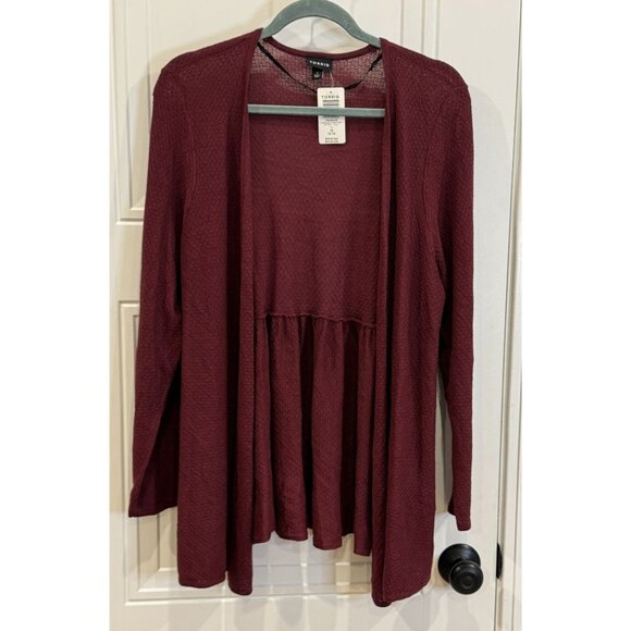 torrid Sweaters - NWT Torrid 1xl Maroon "Zinfandel" Open-Front Cardigan Long Sleeve Peplum Back